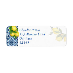 Blue tiles and lemon Amalfi Positano return addres Address Label