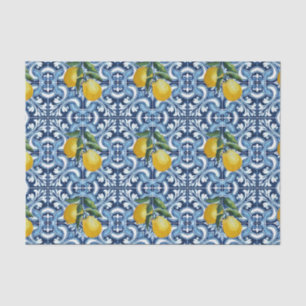 Blue tiles and lemons Amalfi Positano themed Tissue Paper