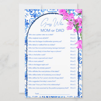 Blue Tiles baby shower games guess who mum or dad