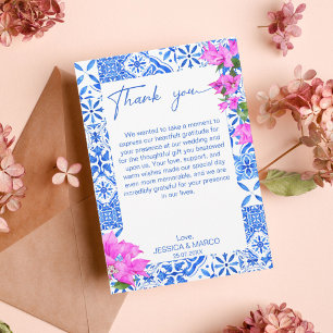 Blue Tiles Bougainvillea elegant  Thank You Card