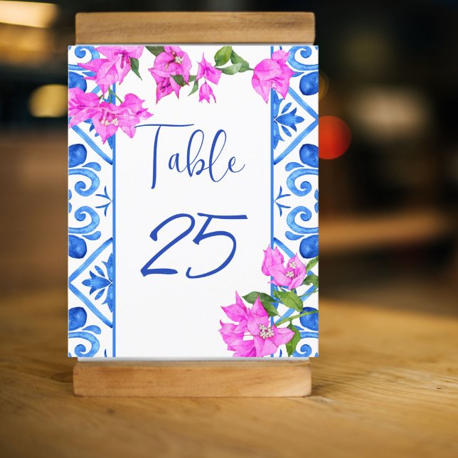 Blue tiles Bougainvillea Italian table numbers (Creator Uploaded)