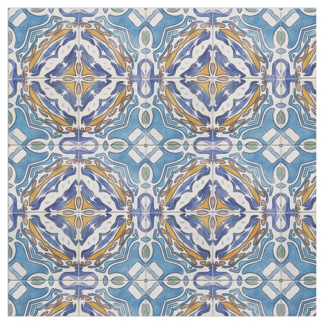 Blue Tiles Fabric (Swatch)