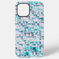 Blue tiles in textured rough style, mosaic square