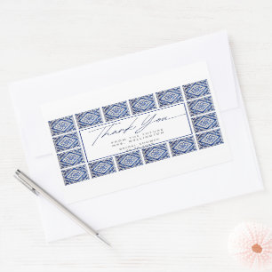 Blue Tiles Italian Mediterranean Bridal Shower Rectangular Sticker