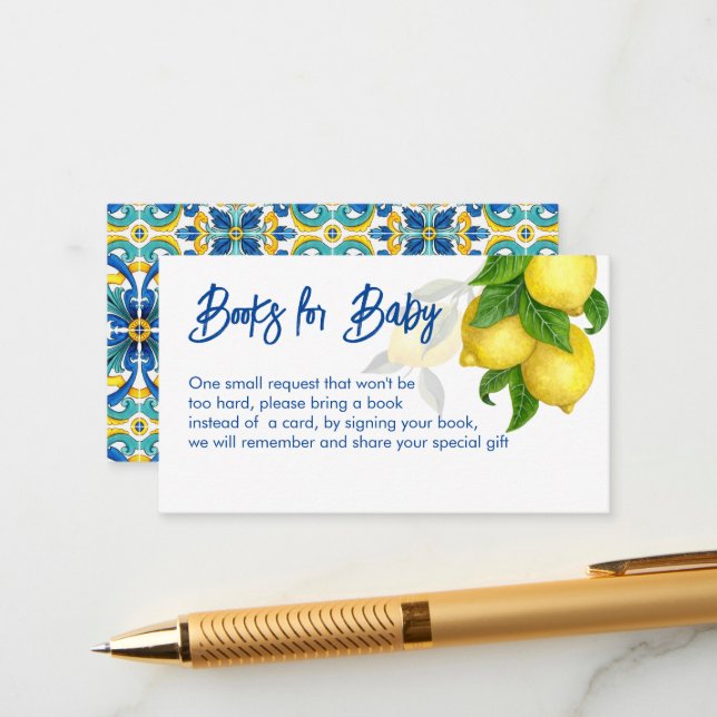 Blue tiles lemon Amalfi Positano books request Enclosure Card (Front/Back In Situ)