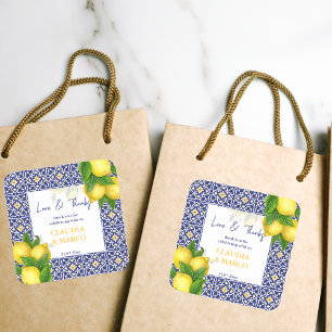 Blue tiles lemon Amalfi Positano thank you Square Sticker