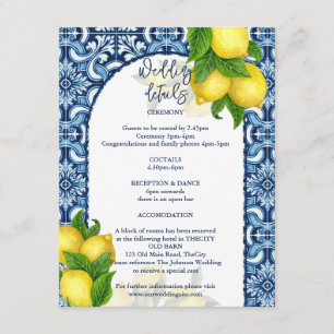 Blue tiles lemon Amalfi Positano wedding details Enclosure Card