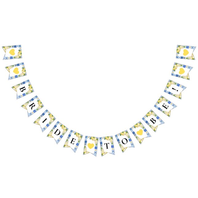 Blue Tiles Lemon Bride to Be Bunting Flags (All)