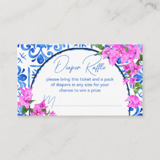 Blue Tiles Lemons Bougainvillea diaper raffle Enclosure Card