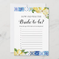 Blue Tiles Lemons How Old Was the Bride Game