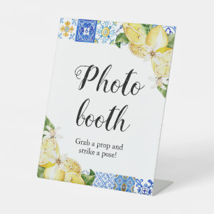 Blue Tiles Lemons Photo Booth Bridal Shower Sign
