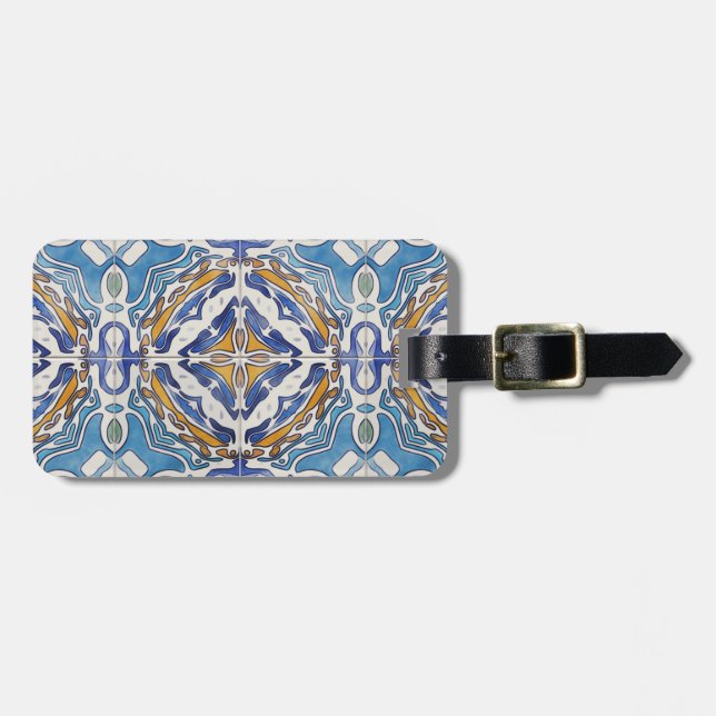Blue Tiles Luggage Tag (Front Horizontal)