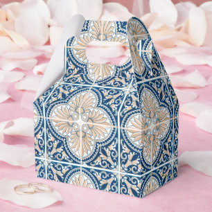 Blue Tiles Mediterranean Lemon Pattern Favour Box
