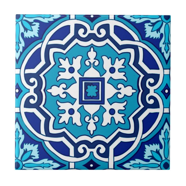 Blue tiles,Mediterranean tiles,majolica    Ceramic Tile (Front)