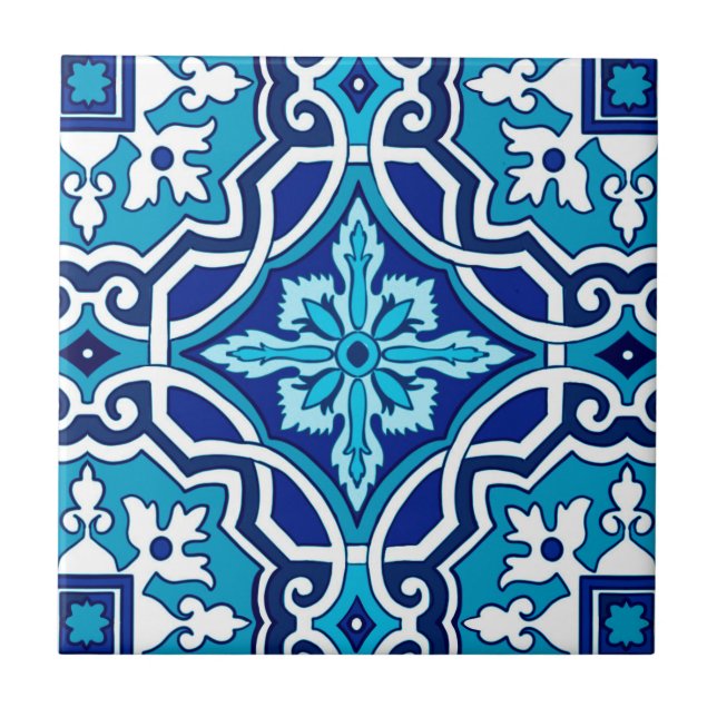 Blue tiles,Mediterranean tiles,majolica    Ceramic Tile (Front)