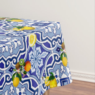 Blue tiles,Mediterranean tiles,majolica  Tablecloth