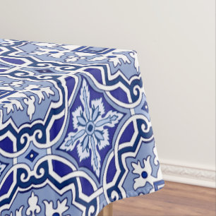 Blue tiles,Mediterranean tiles,majolica    Tablecloth