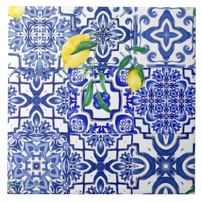 Blue tiles,mosaic,majolica, ceramic tile (Front)