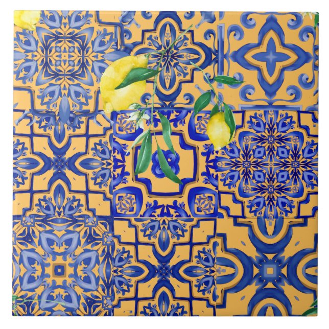 Blue tiles,mosaic,majolica, ceramic tile (Front)