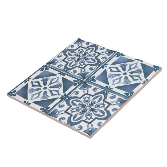 Blue tiles,mosaic,majolica,lemon, ceramic tile (Side)