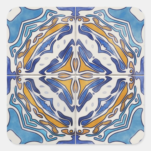 Blue Tiles Square Sticker (Front)