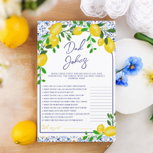 Blue tiles watercolor lemon baby shower games