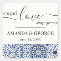 Blue tiles Wedding Favour Sanitising