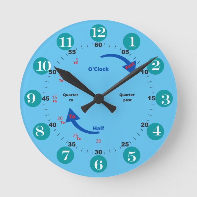 Blue Time Learning  Round Clock (Front)