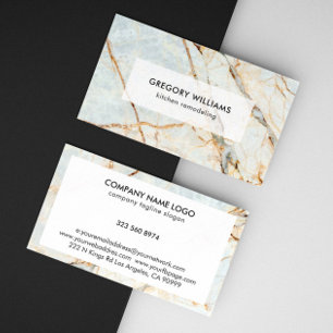 Blue tint and gold marble texture business card