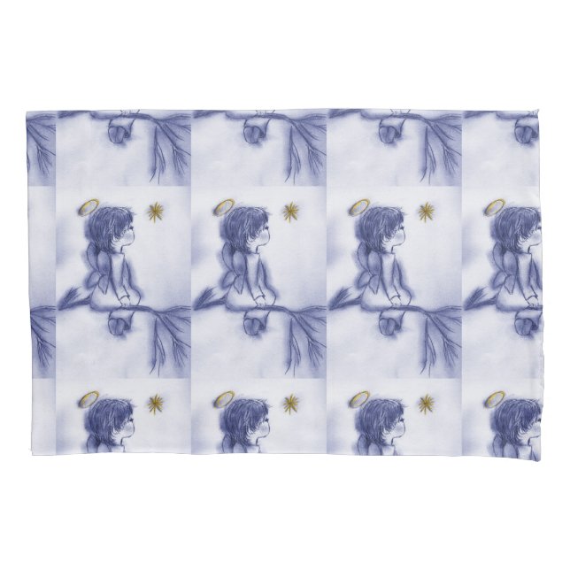 blue tint angel wishing pillowcase (Front)