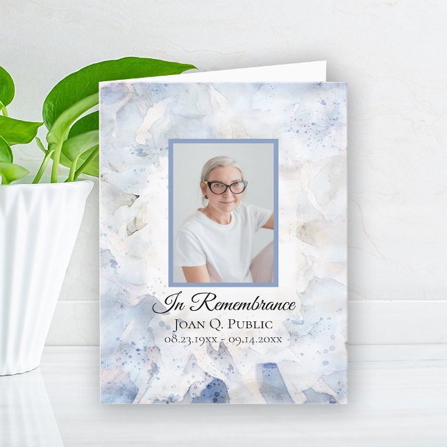 Blue Tinted Carnation Floral Funeral Sympathy Thank You Card (Creator Uploaded)