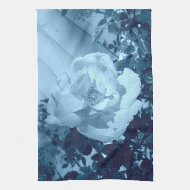 Blue Tinted Rose Kitchen Towel (Vertical)