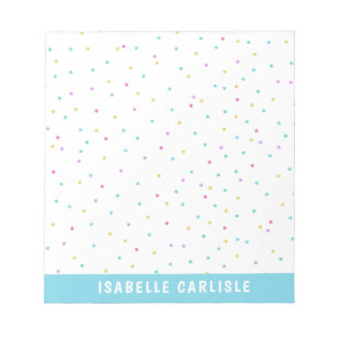 Blue Tiny Colourful Confetti Add Your Name Notepad