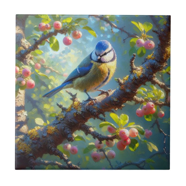 Blue tit 1 ceramic tile (Front)