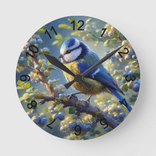 Blue Tit 2 Round Clock