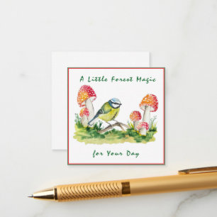 Blue Tit and Fly Agaric Watercolor Enclosure Card