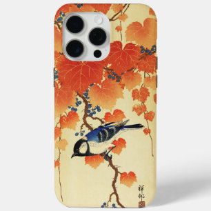Blue Tit Bird,Paulownia Branch,Red Autumn Leaves  iPhone 15 Pro Max Case