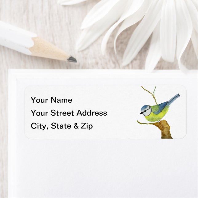 Blue Tit Return Address Label (Insitu)