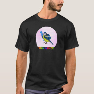 Blue Titmouse Bird First Day of School First Grade T-Shirt