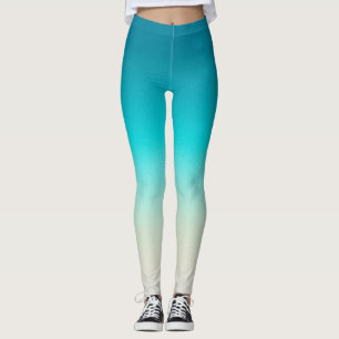 Blue to Aqua Gradient Leggings Modern Ombre Athlet