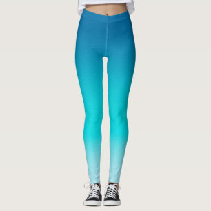 Blue to Aqua Gradient Leggings Modern Ombre Athlet