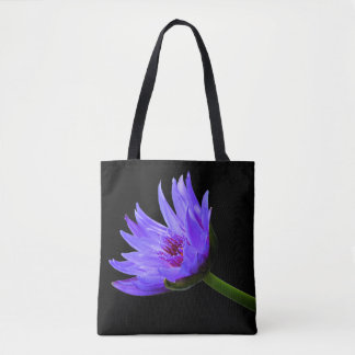 Blue to Purple Water Lily Custom Shoulder Tote Bag