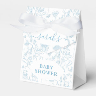 Blue Toile Bear Baby Shower Boy Favour Box