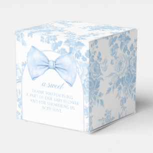 Blue Toile Bow Tie Baby Boy Shower Gift Favour Box