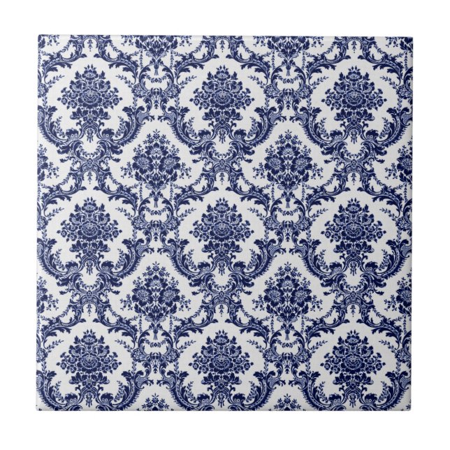 Blue Toile Ceramic Tile (Front)