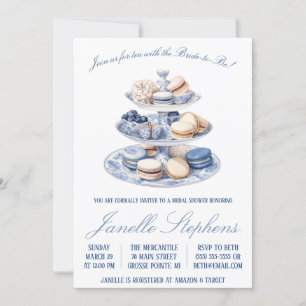 Blue Toile China Victorian Tea Party Bridal Shower Invitation