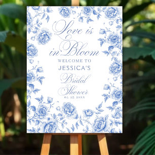 Blue Toile Chinoiserie Bridal Shower Welcome Poster