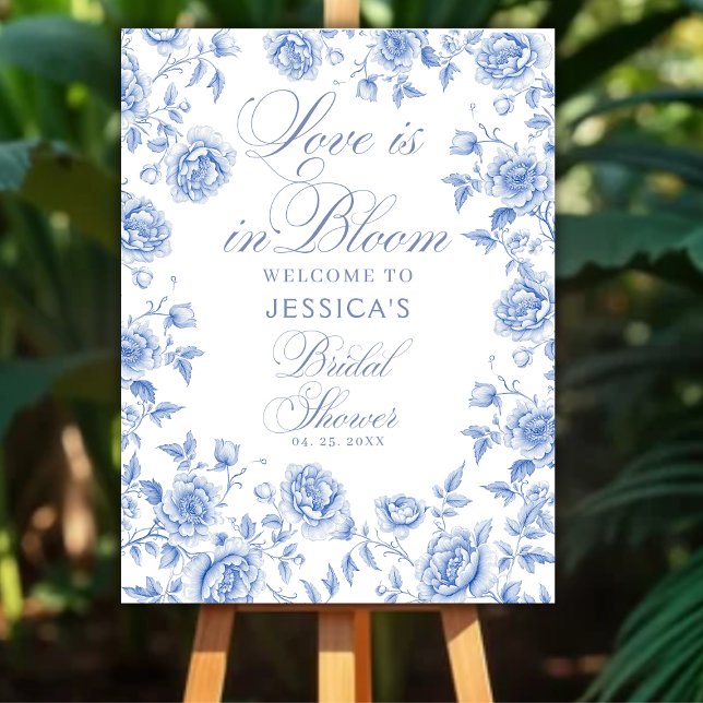 Blue Toile Chinoiserie Bridal Shower Welcome  Poster (Creator Uploaded)