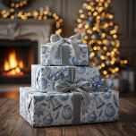 Blue Toile Christmas Ornaments Seamless Wrapping Paper<br><div class="desc">Wrap your gifts in elegance with this Blue Toile Christmas Ornaments Wrapping Paper. Featuring a seamless design of holiday bells,  ornaments,  bows,  holly,  and stars in soft blue tones,  this classic pattern adds a timeless touch to your Christmas celebrations. Perfect for a vintage-inspired holiday look or stylish winter décor.</div>