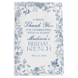Blue Toile De Jouy Bridal Brunch Favours Medium Gift Bag